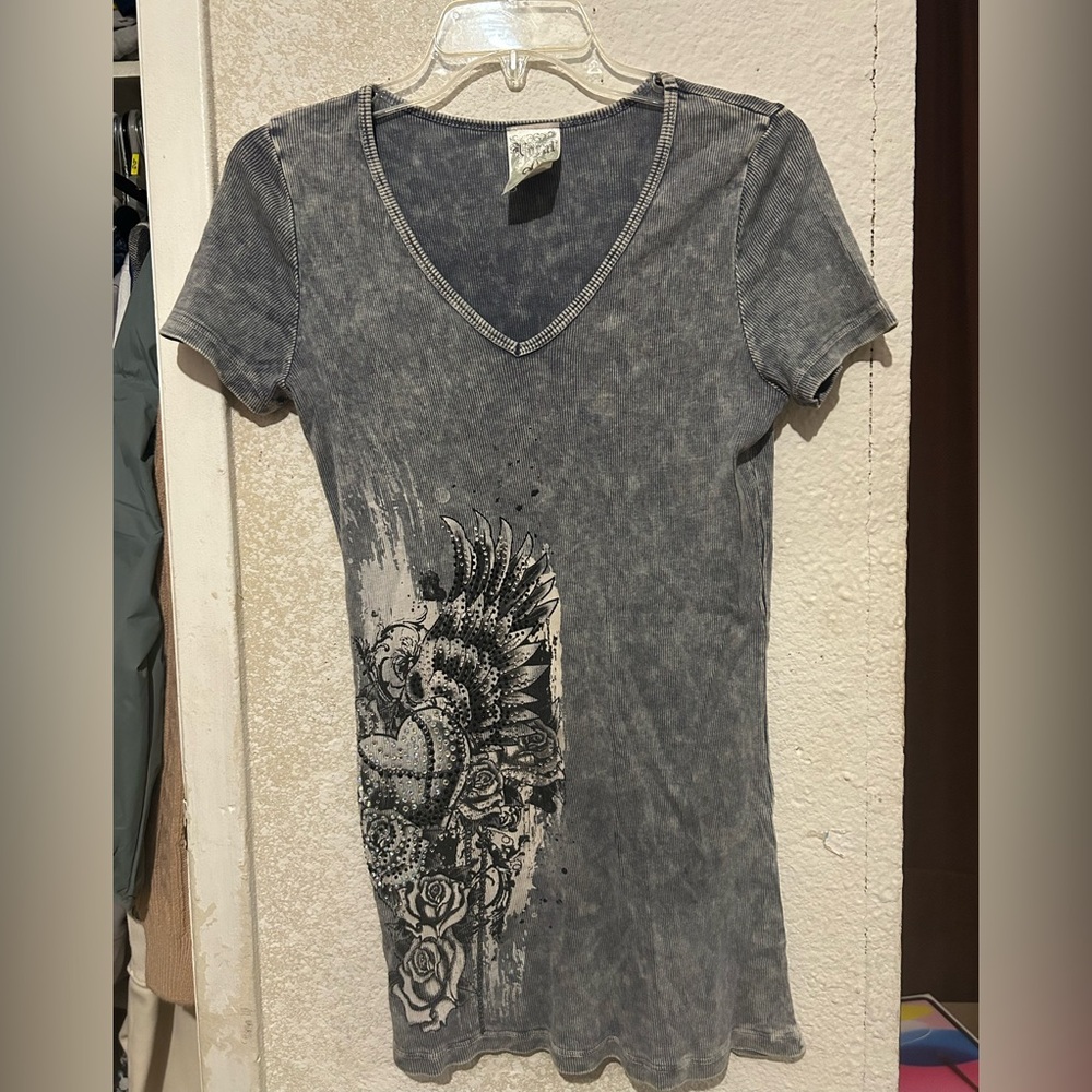 Vocal gray Striped Top